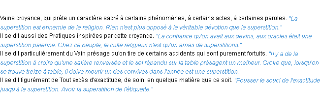 Définition superstition ACAD 1932