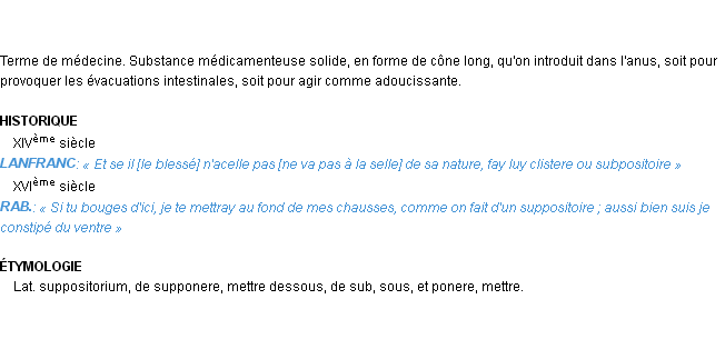 Définition suppositoire Emile Littré