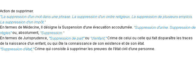 Définition suppression ACAD 1932