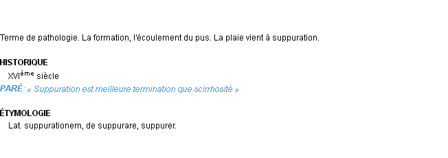 Définition suppuration Emile Littré