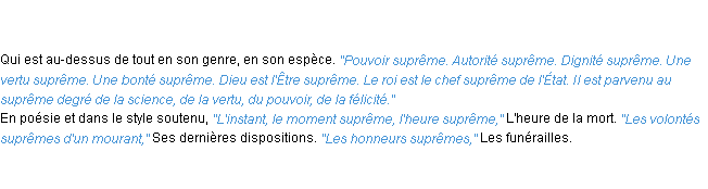 Définition suprême ACAD 1835
