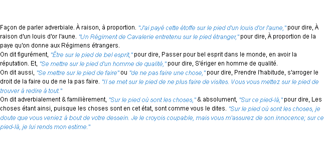 Définition sur le pied ACAD 1762