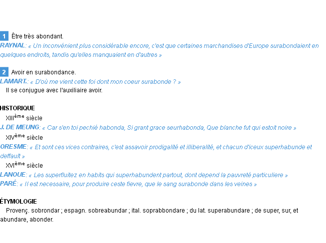 Définition surabonder Emile Littré