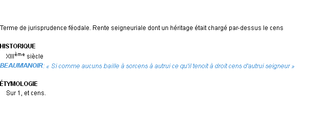 Définition surcens Emile Littré