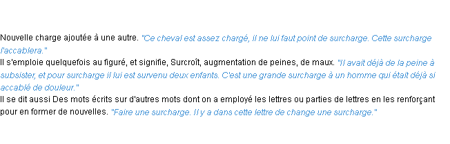 Définition surcharge ACAD 1835