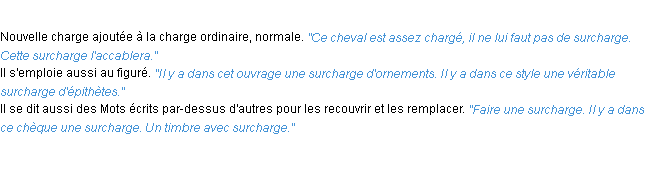 Définition surcharge ACAD 1932