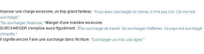 Définition surcharger ACAD 1932