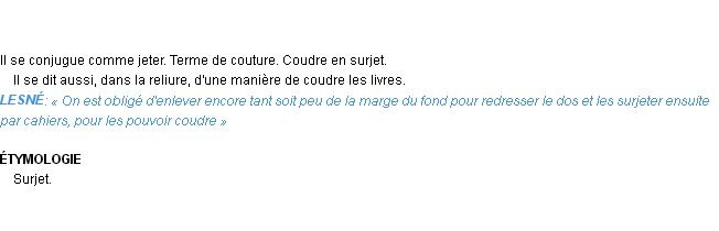 Définition surjeter Emile Littré