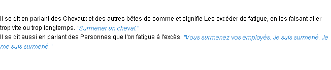 Définition surmener ACAD 1932