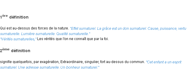 Définition surnaturel ACAD 1835