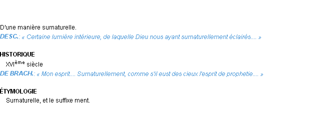 Définition surnaturellement Emile Littré