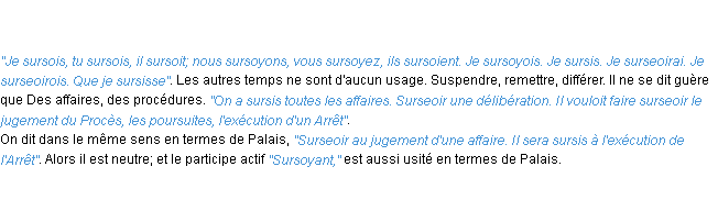 Définition surseoir ACAD 1798