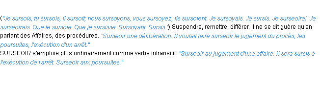 Définition surseoir ACAD 1932