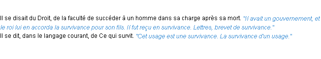 Définition survivance ACAD 1932