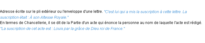 Définition suscription ACAD 1932