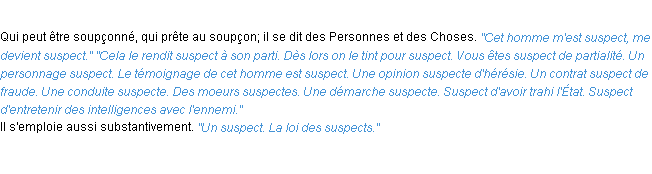 Définition suspect ACAD 1932