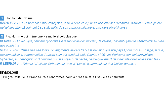Définition sybarite Emile Littré