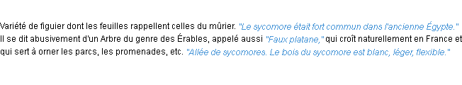 Définition sycomore ACAD 1932