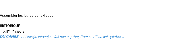 Définition syllaber Emile Littré