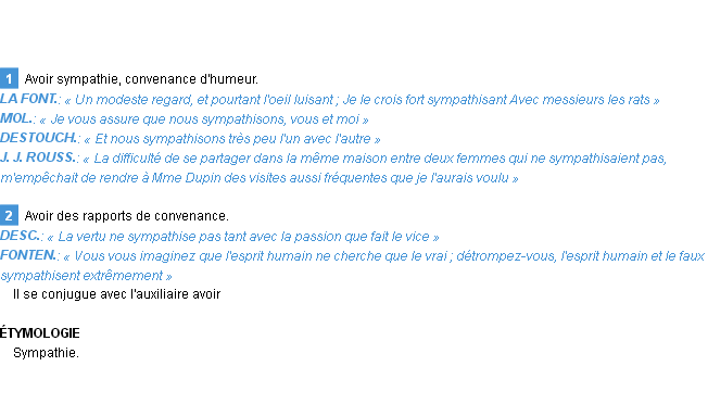 Définition sympathiser Emile Littré