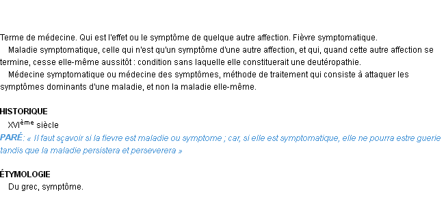 Définition symptomatique Emile Littré