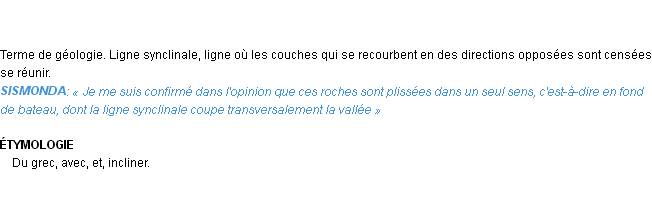 Définition synclinal Emile Littré