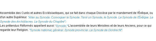 Définition synode ACAD 1798