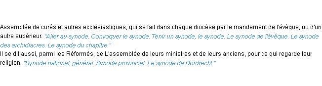 Définition synode ACAD 1835