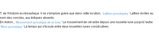 Définition synodique ACAD 1835