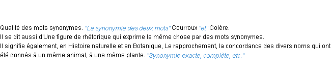 Définition synonymie ACAD 1835