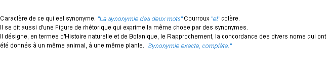 Définition synonymie ACAD 1932