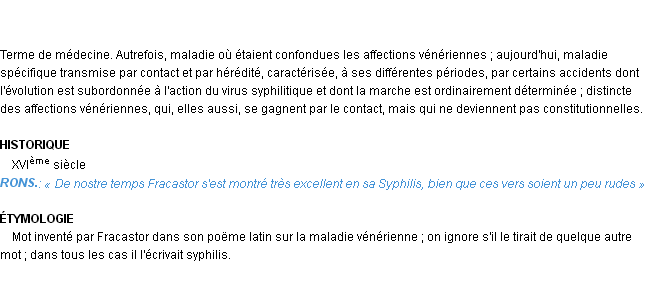 Définition syphilis Emile Littré