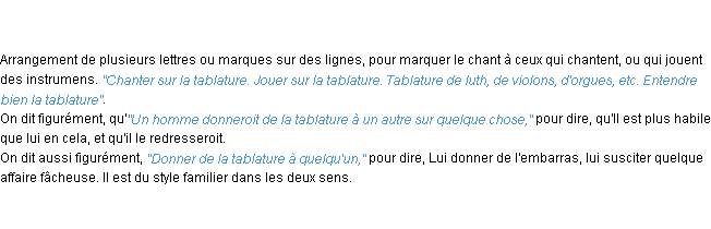 Définition tablature ACAD 1798