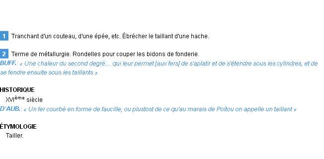 Définition taillant Emile Littré