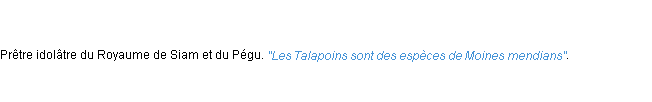 Définition talapoin ACAD 1798