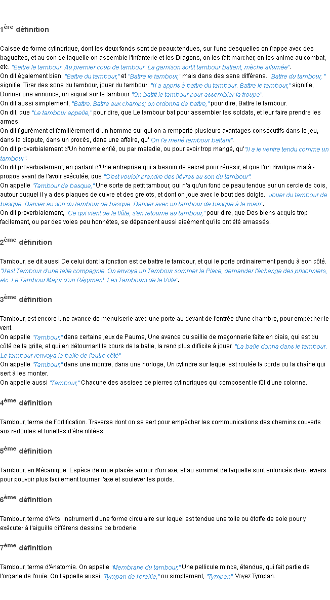 Définition tambour ACAD 1798