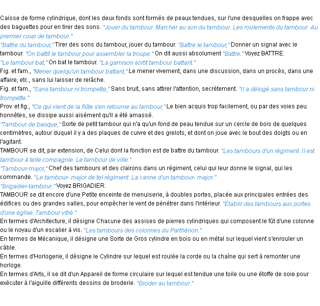 Définition tambour ACAD 1932