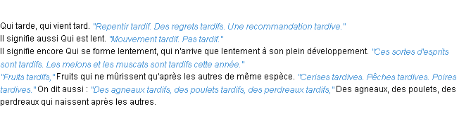 Définition tardif ACAD 1932