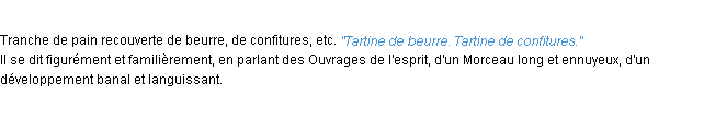 Définition tartine ACAD 1932