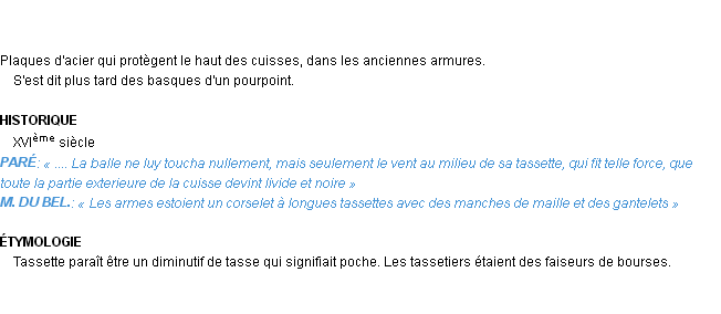 Définition tassette Emile Littré