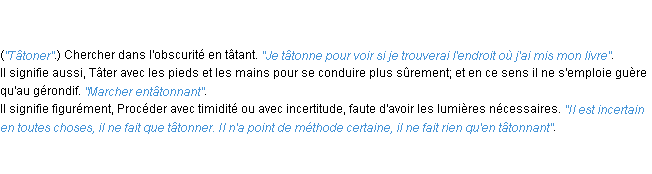 Définition tâtonner ACAD 1798