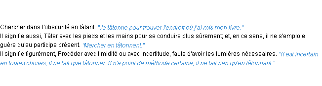 Définition tâtonner ACAD 1835