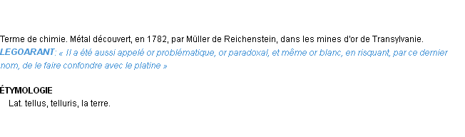 Définition tellure Emile Littré