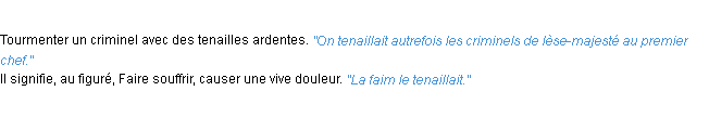 Définition tenailler ACAD 1932