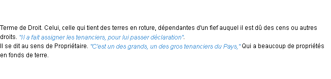 Définition tenancier ACAD 1798