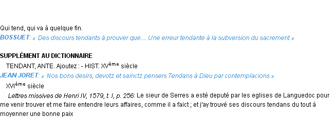 Définition tendant Emile Littré