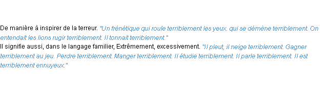 Définition terriblement ACAD 1835