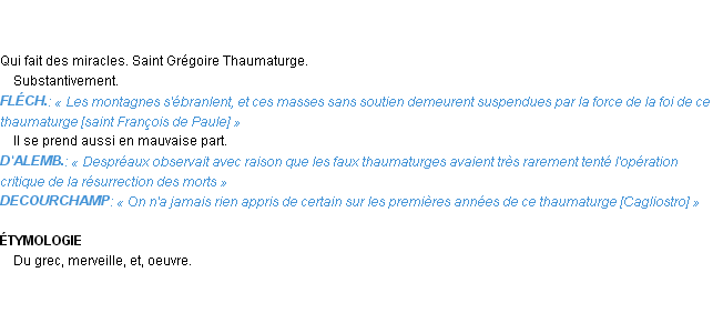 Définition thaumaturge Emile Littré