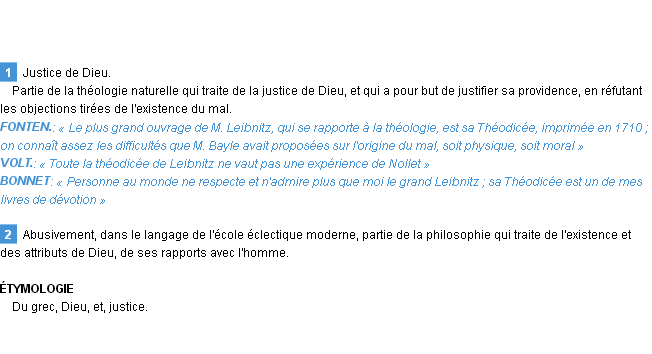 Définition théodicée Emile Littré