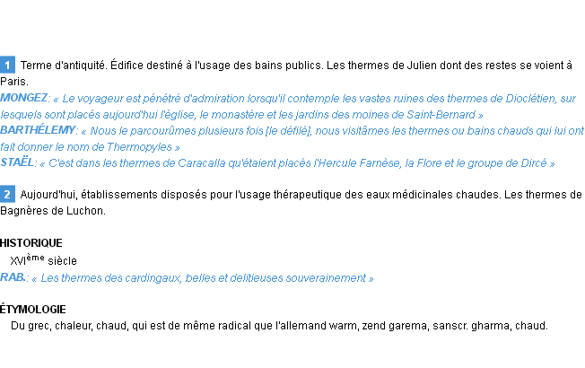 Définition thermes Emile Littré